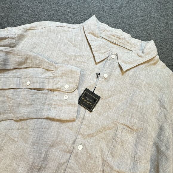 JoS A Bank Reserve Linen Shirt Mens‎ Sz 2XL Tan Beige 100% Linen Long Sleeve NWT - Picture 1 of 9